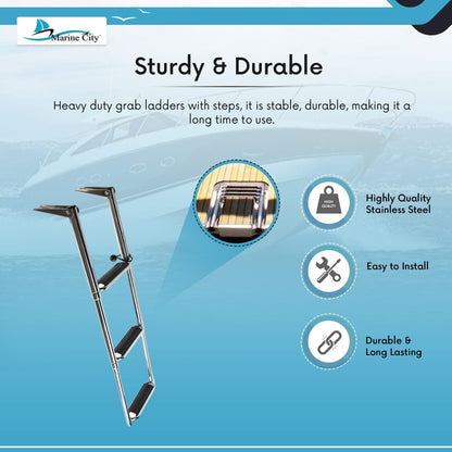 MARINE CITY 3-Step Telescoping Swim Ladder with Slide Gudgeon – Stainless Steel Marine City