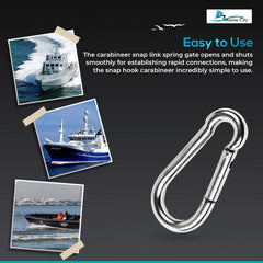 Marine City 316 Mosquetón/gancho de clip de acero inoxidable de 2 pulgadas para escalada, pesca, senderismo (4 piezas)