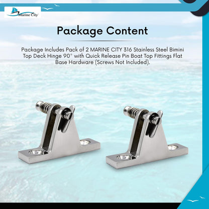 MARINE CITY Stainless Steel Swivel Bimini Top Hinges with Removable Pin (2Pcs) Marine City