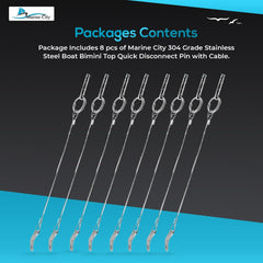 Marine City 304 Stainless Steel Bimini Top Quick Release Pin with Cable