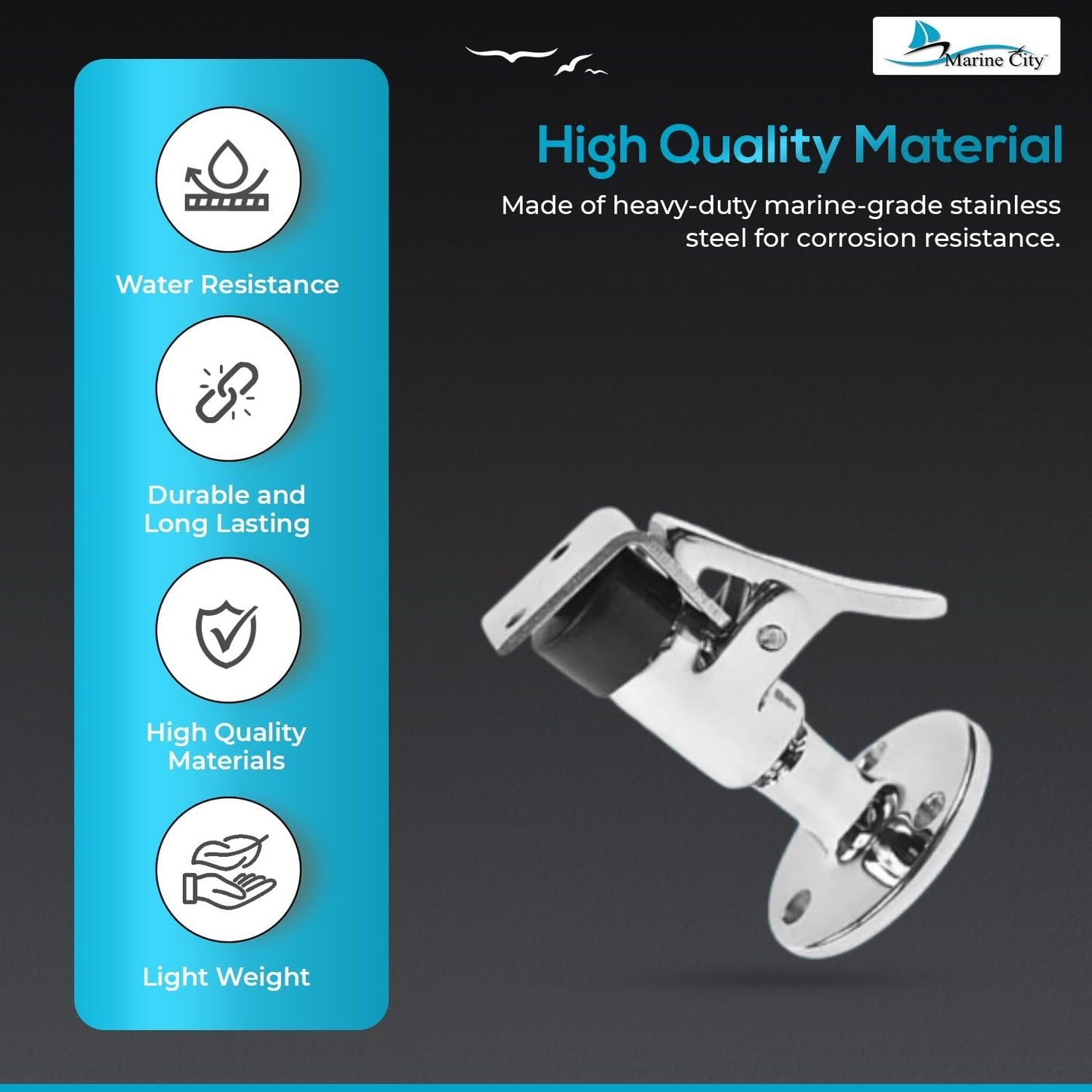 Marine City Stainless Steel Door Stopper Catch Set – Soft Stop, Anti-Collision Marine City