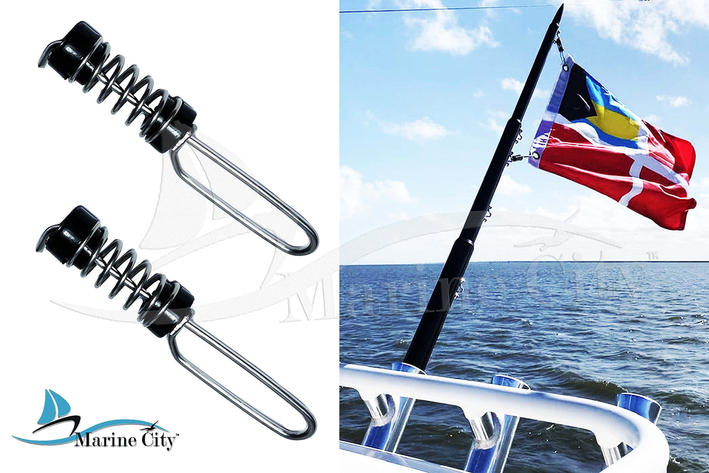 Marine City Antenna Halyard & Outrigger Flag Clips 304 Stainless Steel (2 Pcs) Marine City