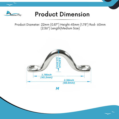 Marine City 304 Stainless Steel Bimini Boat Top Pad Eye – Sturdy, Medium Marine City