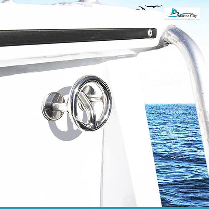 Marine City Espejo de popa marino de acero inoxidable, fuerte y duradero, acabado pulido fino, gancho de remolque para esquís para barcos, yates marinos, accesorios para deportes acuáticos (3/8" × 2-1/2")