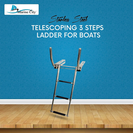 Marine City 3-Step Telescoping Stainless Steel Ladder with Retractable Handrail Marine City