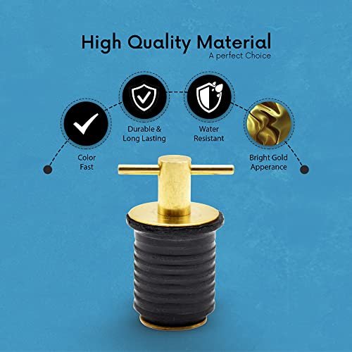 Marine City 1-Inch Brass Drain Plug with Neoprene Seal – Strong & Sturdy
