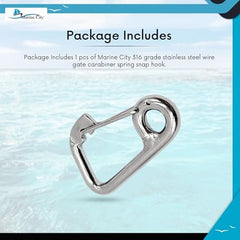 Marine City 316 Stainless Steel Carabiner Spring Snap Hook Boat (4 inches)