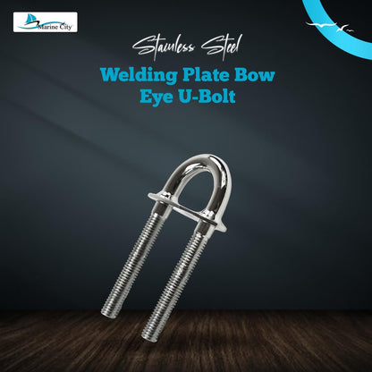 Marine City Welding Plate Bow Eye U-Bolt – Stainless Steel, 5-1/4”, 1/2” Thread