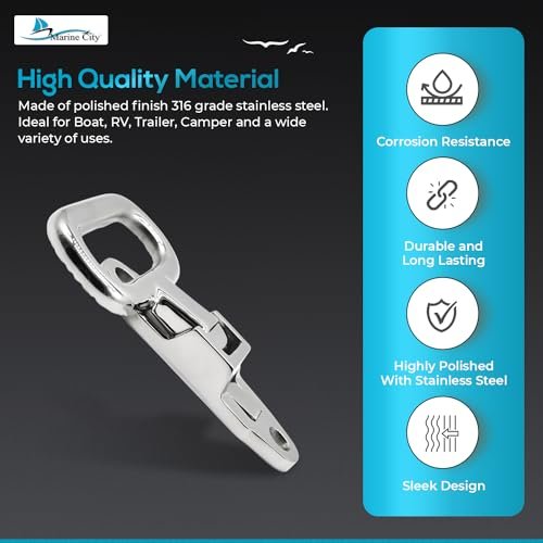 Marine City Escalón plegable de acero inoxidable 316 resistente para barcos, vehículos recreativos, remolques, caravanas (tamaño grande (5-1/2" × 4-1/2")) 