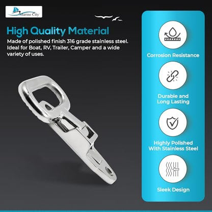 Marine City Escalón plegable de acero inoxidable 316 resistente para barcos, vehículos recreativos, remolques, caravanas (tamaño grande (5-1/2" × 4-1/2")) 