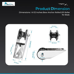 Marine City 304 Stainless Steel Anchor Roller Holder–6-1/2” Fairlead Bow Roller