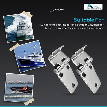 Marine City Stainless Steel Offset Short Side Hinges (2-5/8” × 1-7/16”) (2 Pcs)
