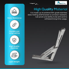 Marine City 304 Stainless Steel Table Bracket – 12” Folding Shelf Bracket