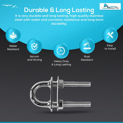 Marine City Fixed Welding Plate Bow Eye Tie Down U-Bolt – 304 Stainless Steel