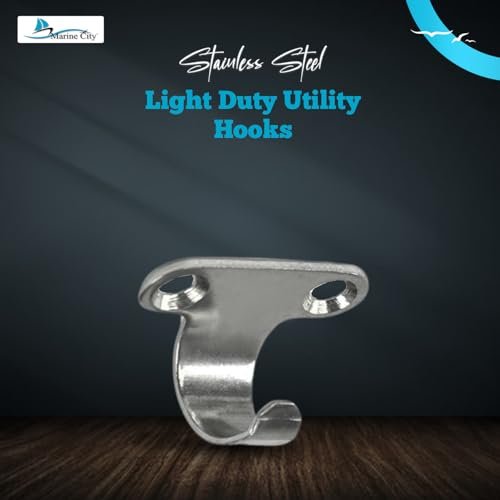 Marine City Light Duty Utility Hooks–304 Stainless Steel, 1-1/8" x 11/16"(4 Pcs) MARINE CITY