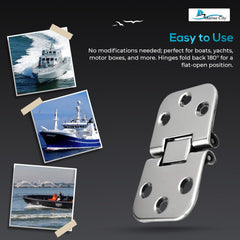 MARINE CITY Par de bisagras de escotilla de montaje empotrado de 180° de acero inoxidable 316 marino para barco (tamaño: 2-3/4 pulgadas x 1-5/8 pulgadas)