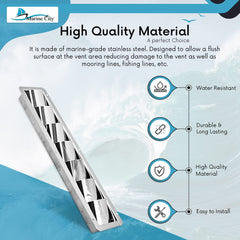 Marine City Ventilación con rejilla de acero inoxidable con 7 ranuras, 14-7/8” × 3” × 1-1/4” (1 unidad)