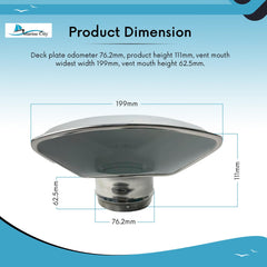 Marine City 3-Inch Rounded Trapezoidal White Cowl Vent – 316 Stainless Steel