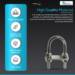 Marine City Bow Eye U-Bolt – 1/4” 304 Stainless Steel, 2-1/2” Length, Heavy Duty