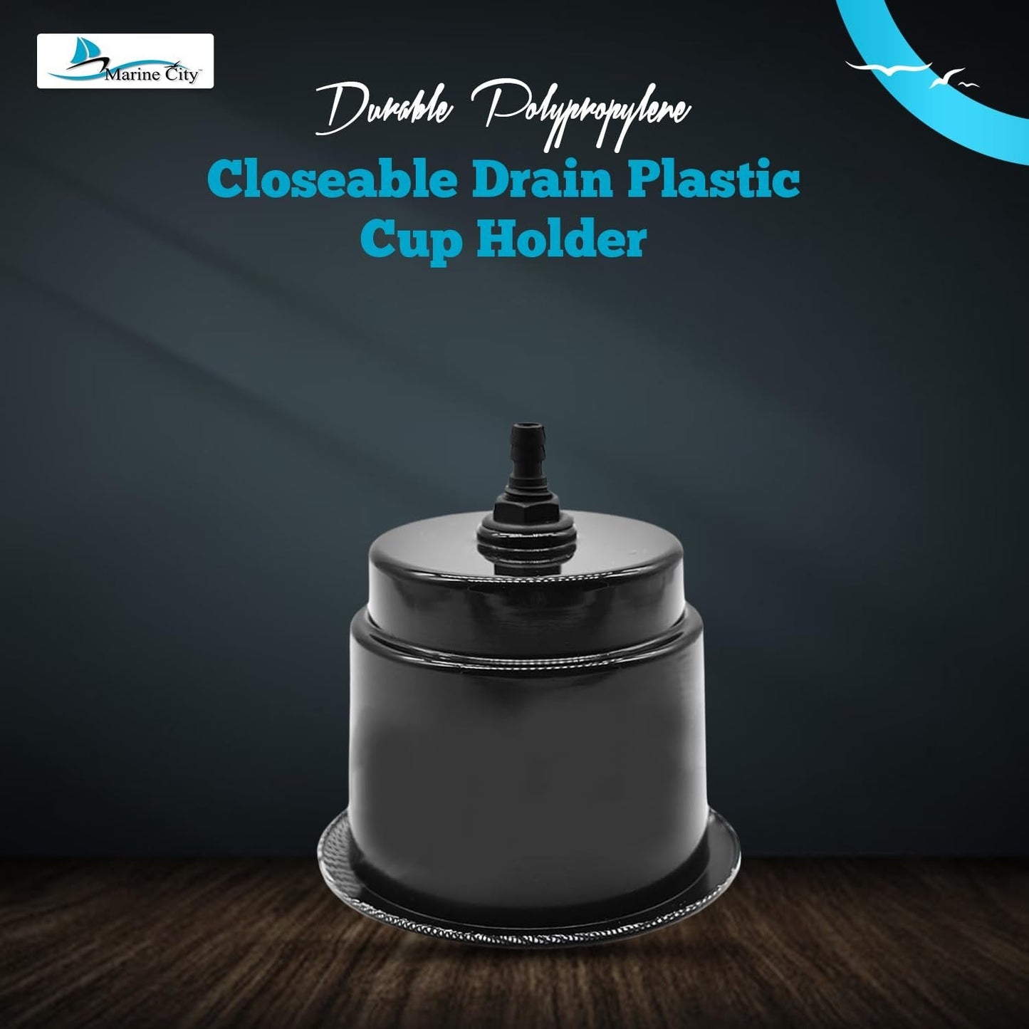 Marine City Closeable Drain Cup Holder – Flush Mount Polypropylene, Fits 30 oz Marine City Hardware