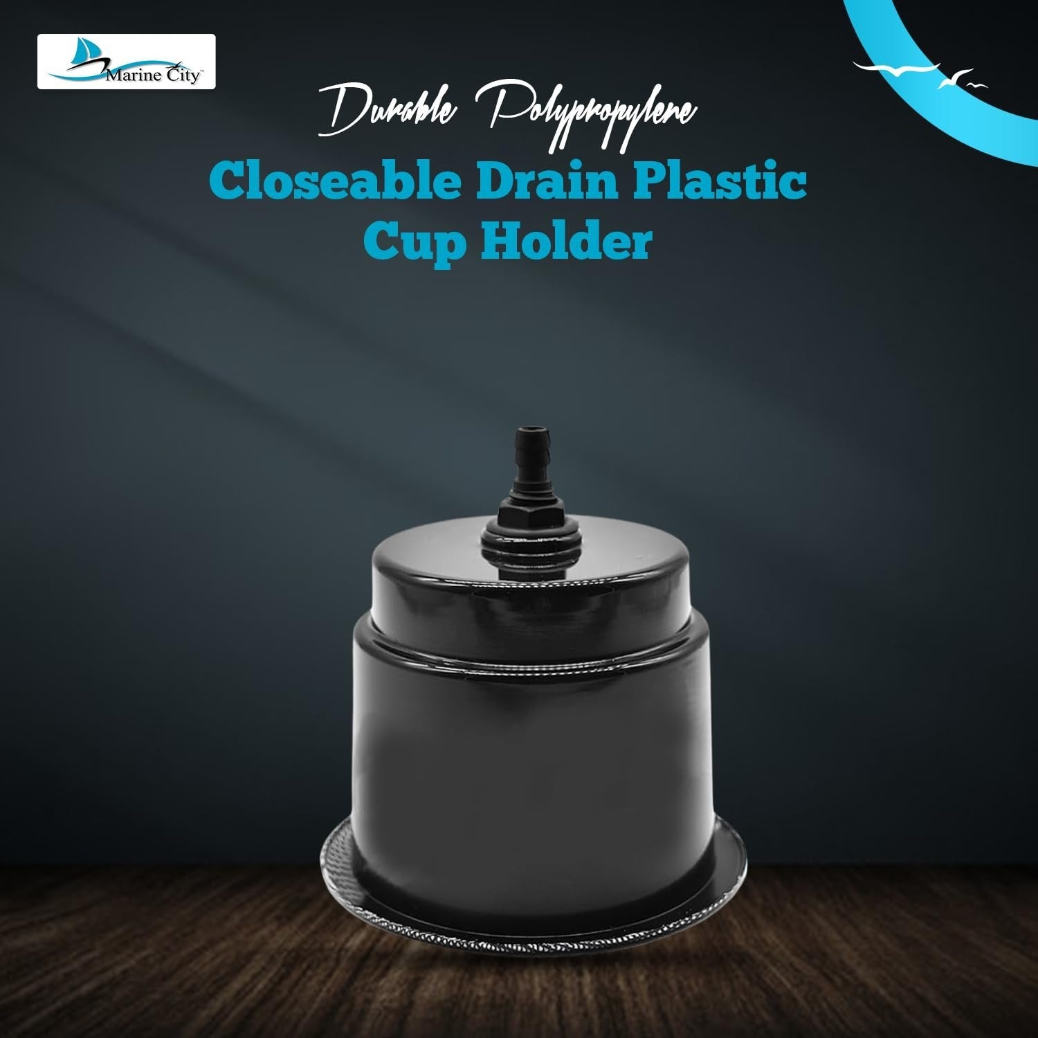 Marine City Closeable Drain Cup Holder – Flush Mount Polypropylene, Fits 30 oz Marine City Hardware