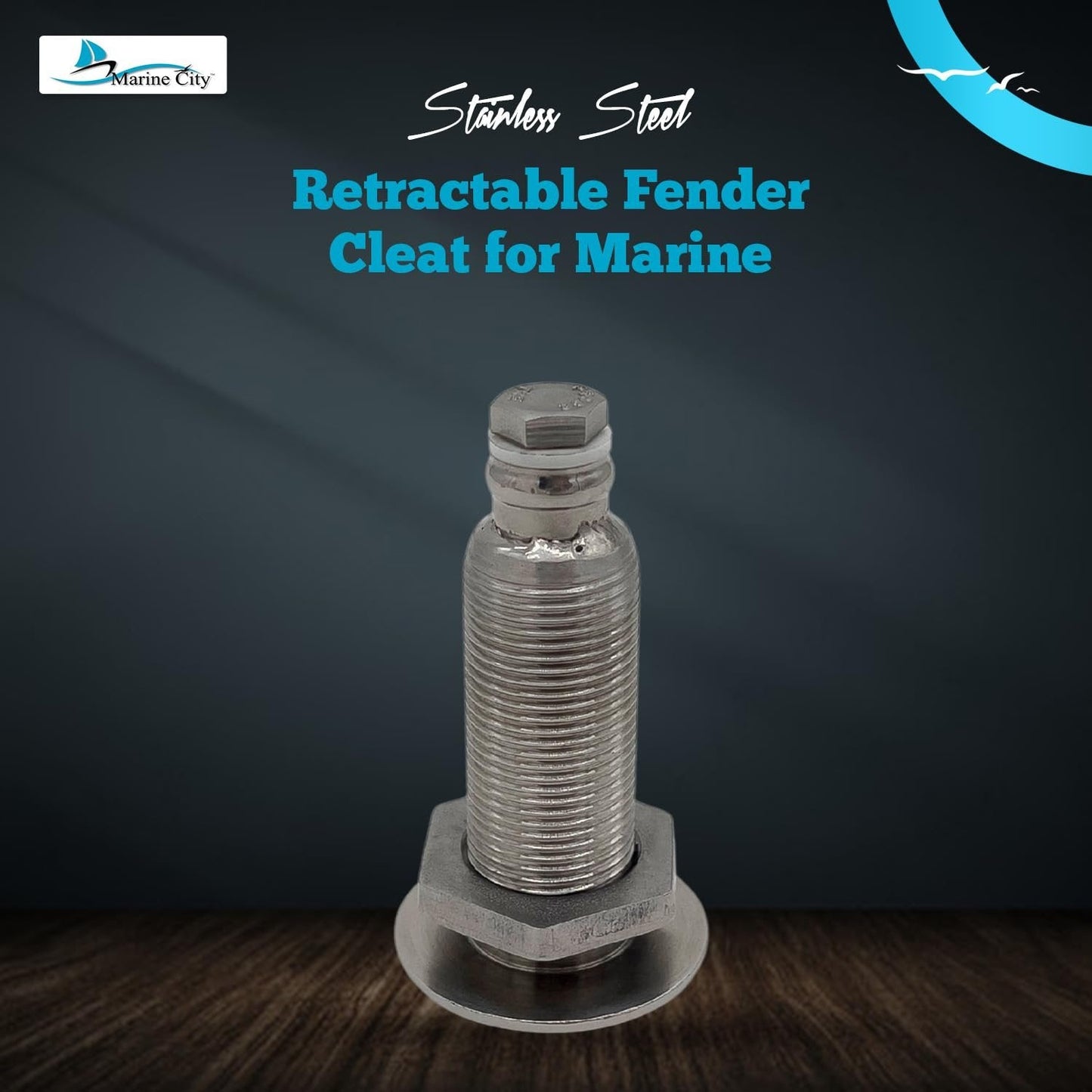 Marine City Retractable Fender Cleat Socket – 316 Stainless Steel Pop-Up Mount MARINE CITY