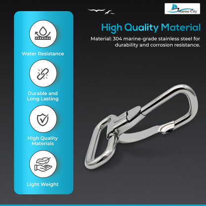 Marine City Stainless Steel Rectangular Buckle with Snap Hook – Heavy-Duty MARINE CITY