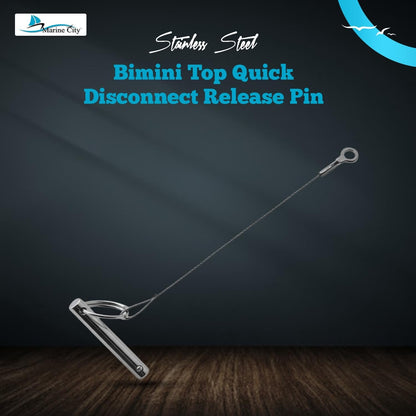 Marine City Bimini Top Quick Disconnect Pin with Cable Grip–304 Stainless Steel Marine City