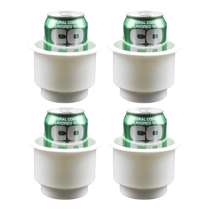 Marine City ABS White Plastic Cup Holder with Center Drain – Flush Mount Holder Marine City