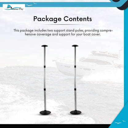 Marine City Aluminum Telescoping Boat Cover Support Poles, Lightweight (2 Pcs)