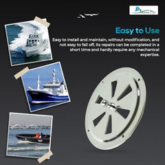 Marine City 5” Round Butterfly Vent–304 Stainless Steel Center Knob Shutter Vent