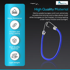 Marine City Blue Bungee Cord with Stainless Steel Hooks – 40 Inches (Pack of 4)