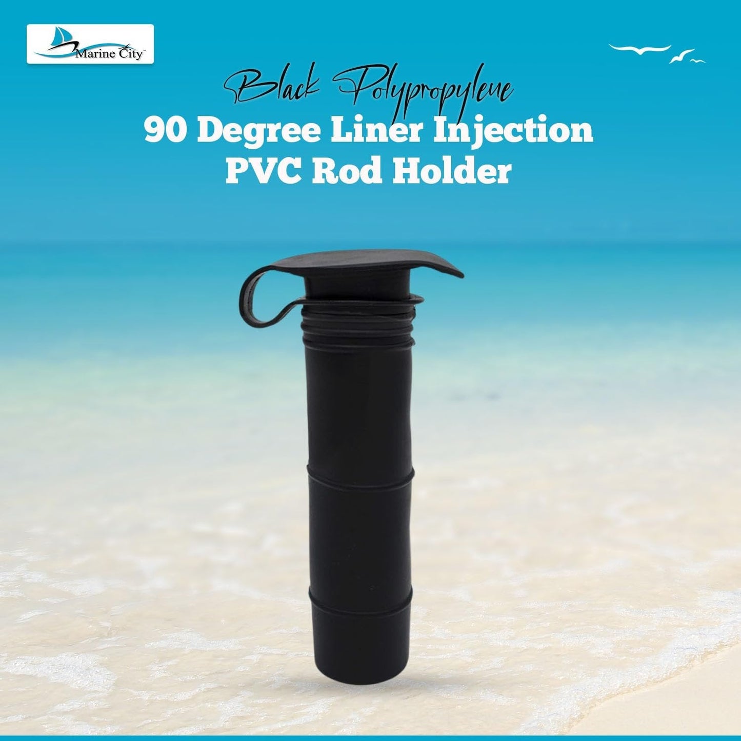 Marine City 90° Black Flush Mount Rod Holder – 6-7/8” Injection Molded PVC MARINE CITY