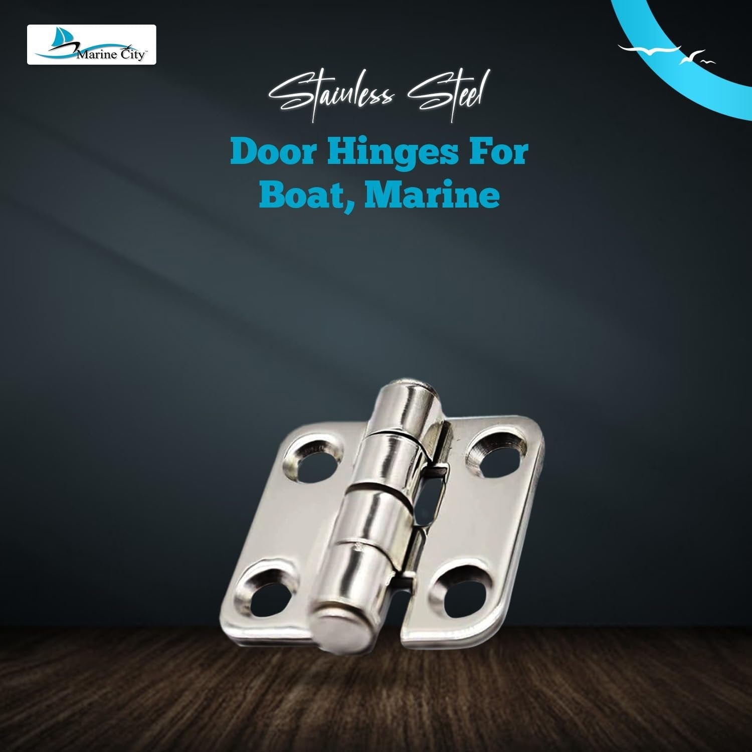 Marine City 304 Stainless Steel Heavy Duty Door Hinges (1-2/5” x 1-1/2”) Marine City