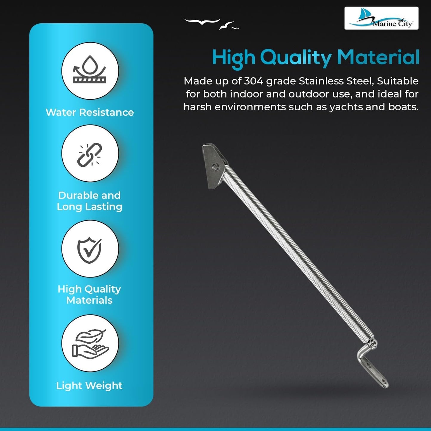 Marine City 8-1/4" Hatch Spring Adjuster–Stainless Steel, U-Bolt & L-Shape Plate Marine City