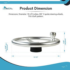 Marine City 13.5” Aluminum Sports Steering Wheel with Knob – Silver Anodized