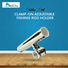 Marine City Adjustable Fishing Rod Holder – 304 Stainless Steel, Clamp-On