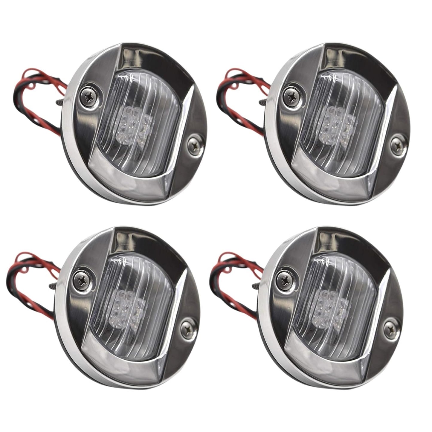 Marine City Flush Mount White LED Caution Light 18W, Stainless Steel (Pack of 4)