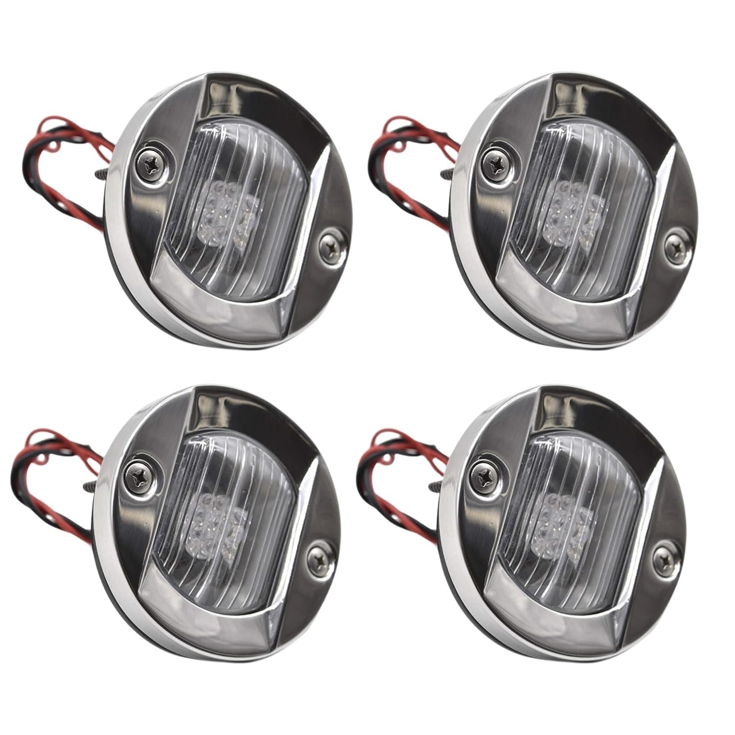 Marine City Flush Mount White LED Caution Light 18W, Stainless Steel (Pack of 4)