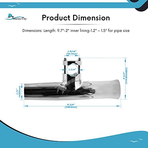 Marine City Stainless Steel Heavy-Duty Clamp-On Adjustable Fishing Rod Holder