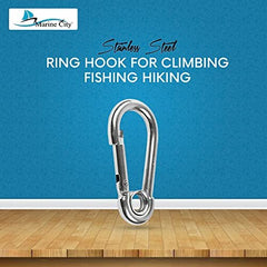Marine City 316 Stainless-Steel 3-1/2” Carabiners/Clip Snap Hook with Ring for Sailing, Fishing, Hiking