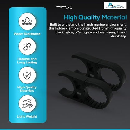 Marine City Black Nylon Ladder Clamp – Heavy-Duty Secure Mount for 1.5" Tube MARINE CITY