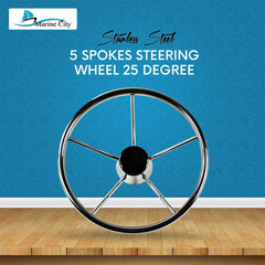 Marine City 5-Spoke Stainless Steel Steering Wheel – 304 Corrosion-Resistant