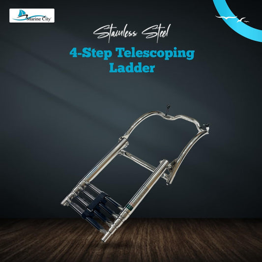 Marine City 4-Step Telescoping Boat Ladder – 316 Stainless Steel, Curved R10” MARINE CITY