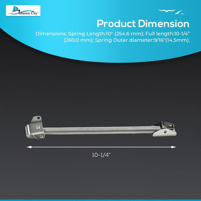 Marine City 10-1/4" Hatch Holder Adjuster–304 Stainless Steel Spring Lid Support Marine City