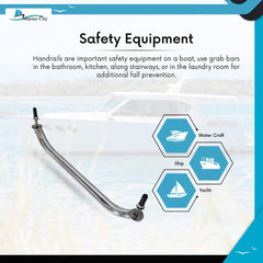 Marine City 12/16/18 Inches Marine 304 Stainless-Steel Handrail/Grab Rail Handle with Double End Studs (1Pcs)