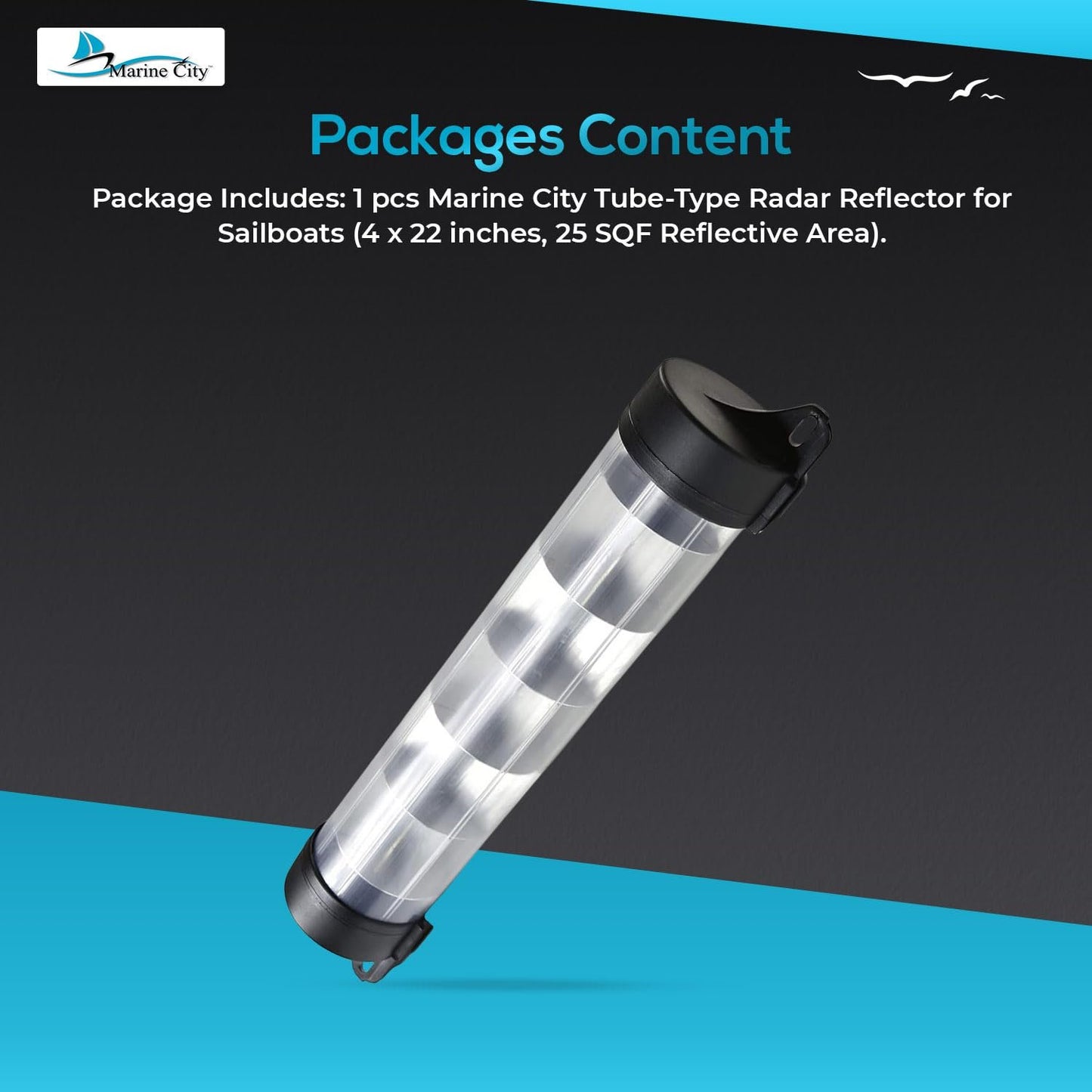 MARINE CITY Aluminum 23” Tube Radar Reflector – 40 SQ FT Reflective Area