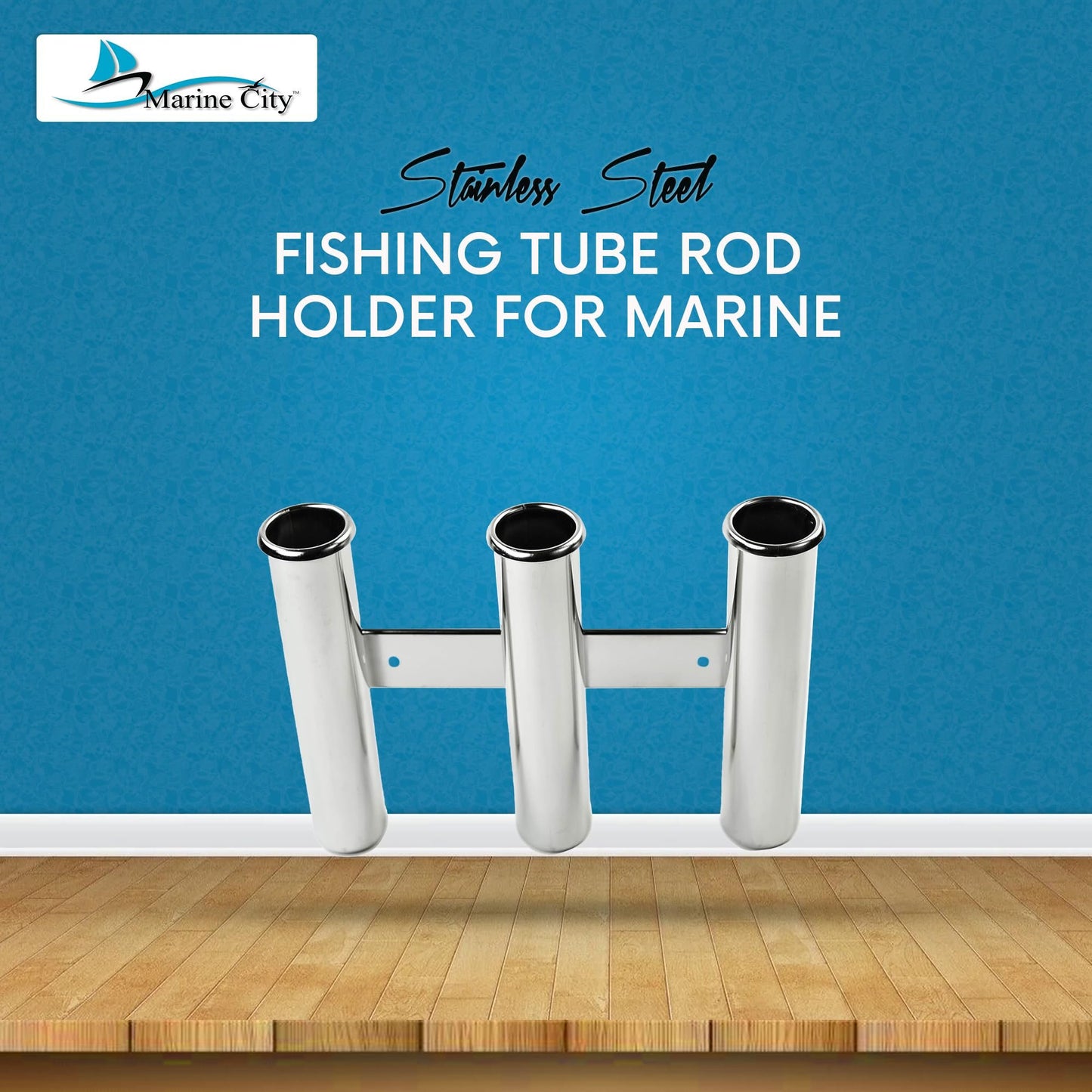 Marine City 3-Link Fishing Tube Rod Holder Rack – Stainless Steel for Boats