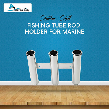 Marine City 3-Link Fishing Tube Rod Holder Rack – Stainless Steel for Boats