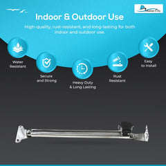 Marine City 316 Stainless Steel Hatch Support and Adjuster  8” to 14” (Medium: 8” to 14”)